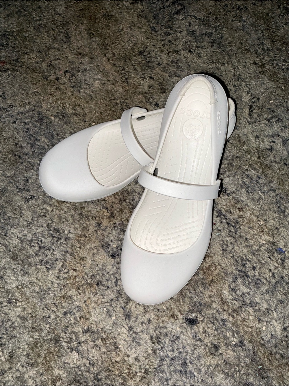 CROCS Women's White Mary Jane Slip-On Flats